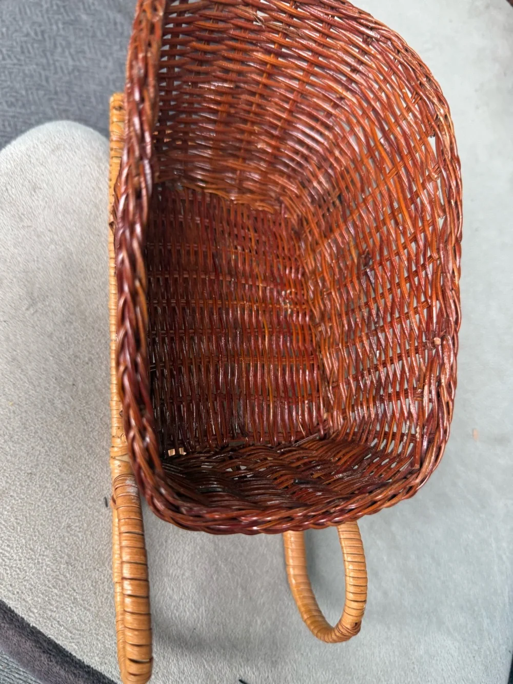 Vintage Show Stoppers Wicker Christmas Sleigh & Snowy Cabin Basket Bundle